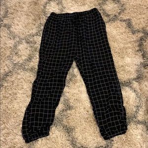 Black and white square print pants